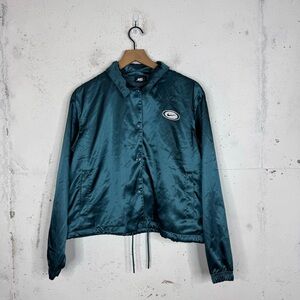 Nike Button Front Satin Floral Embroidered Satin Jacket Large